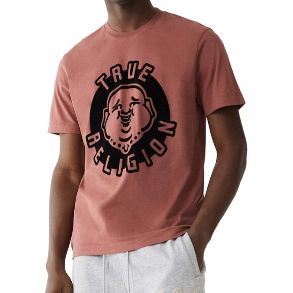 NWT True Religion Mens Sangria Cotton Buddha Face SS Tee Graphic T-Shirt $59 - Picture 1 of 11